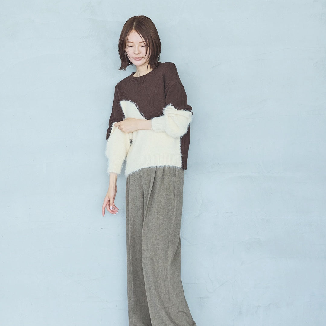 Polyester Stretch Mannish Tucked Pants