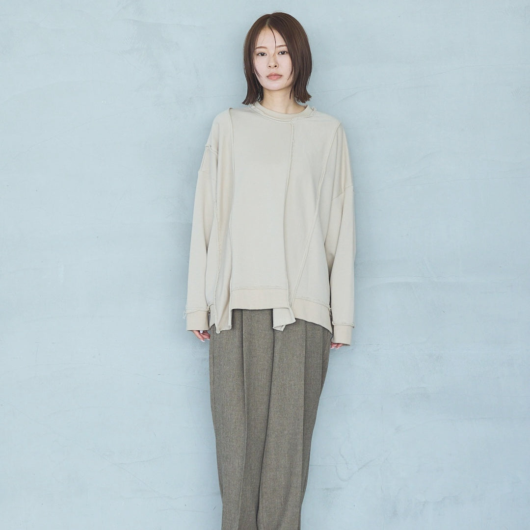 Polyester Stretch Mannish Tucked Pants