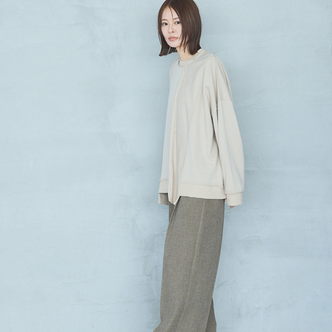 Polyester Stretch Mannish Tucked Pants