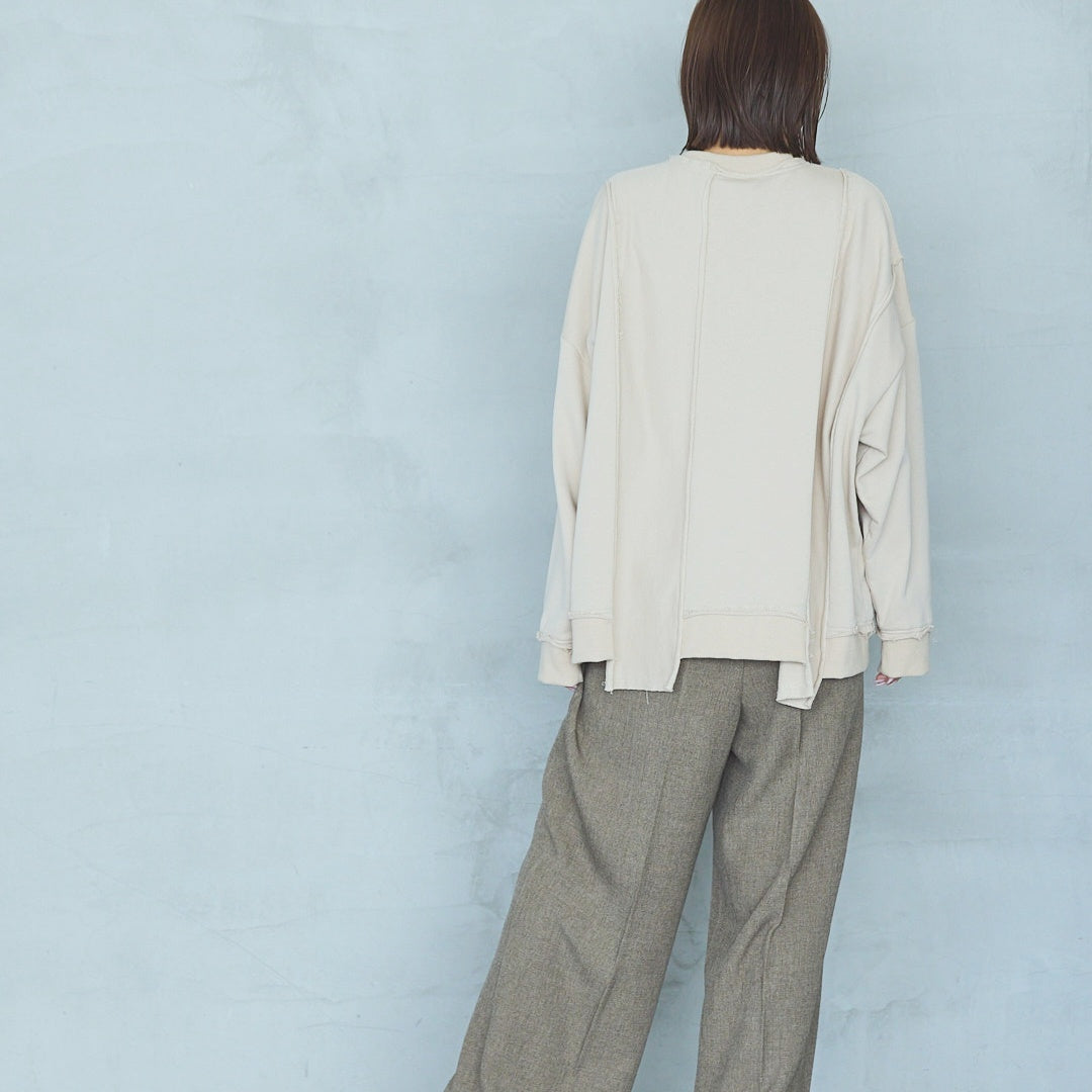 Polyester Stretch Mannish Tucked Pants