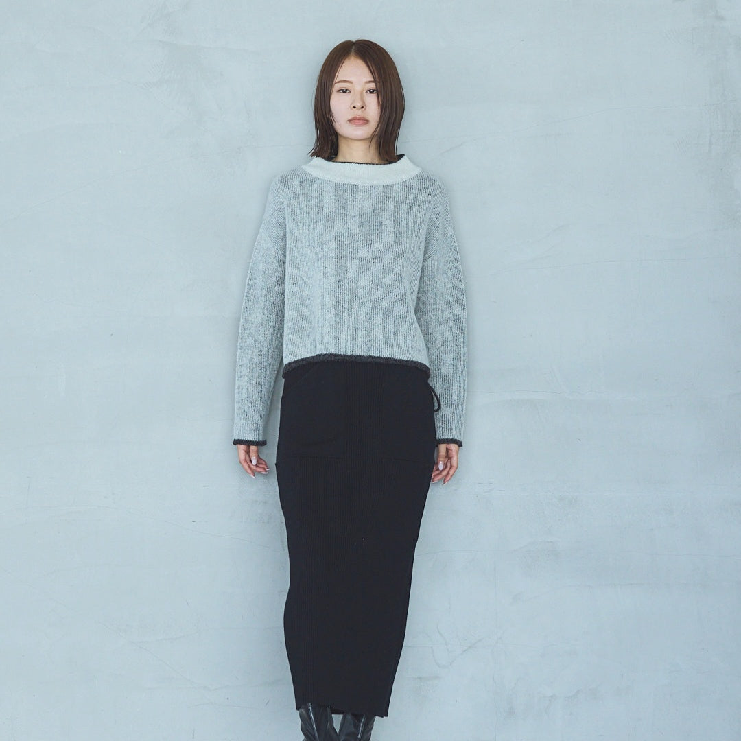 12-Gauge Lightweight Ribbed Panel Knit Skirt