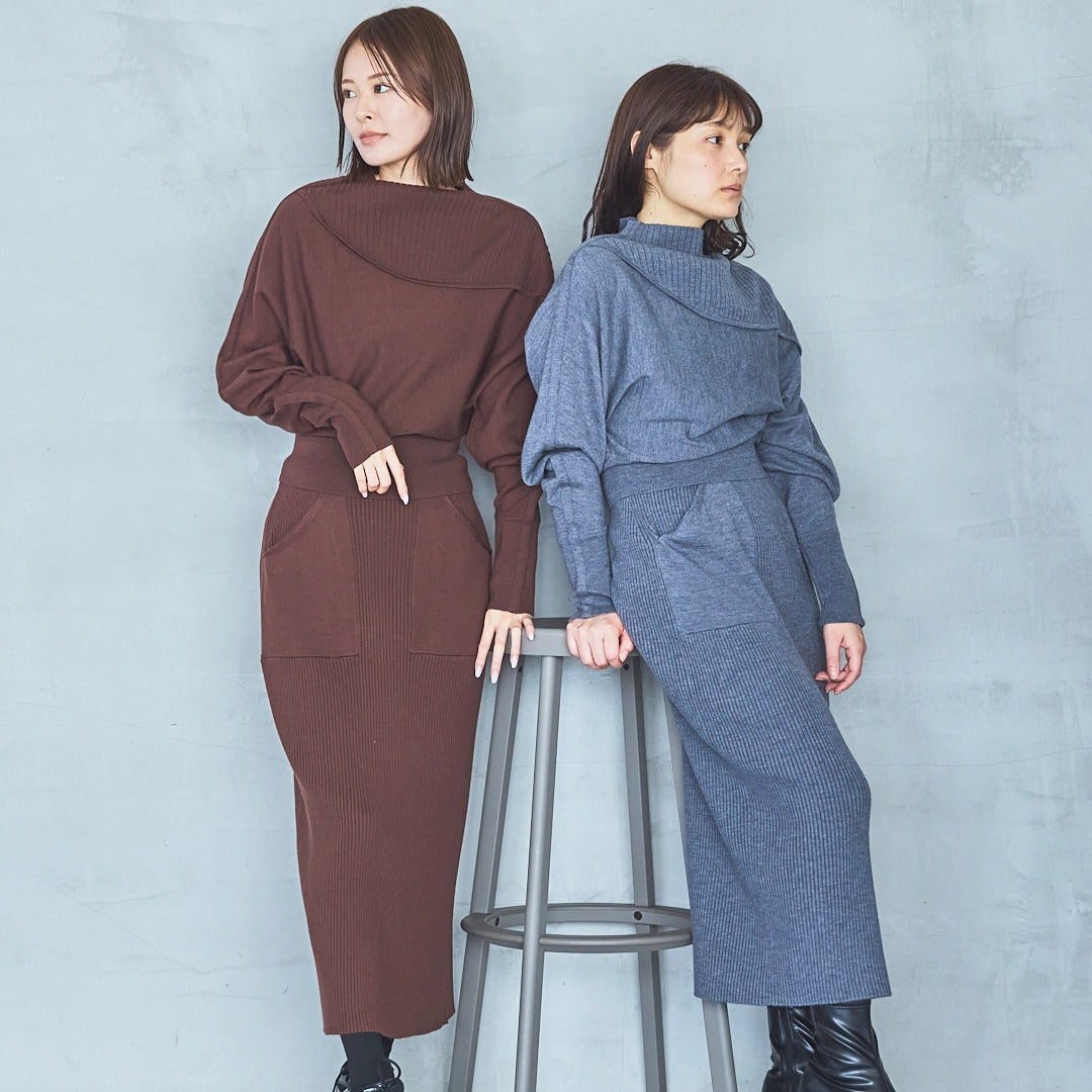 12-Gauge Lightweight Ribbed Panel Knit Skirt