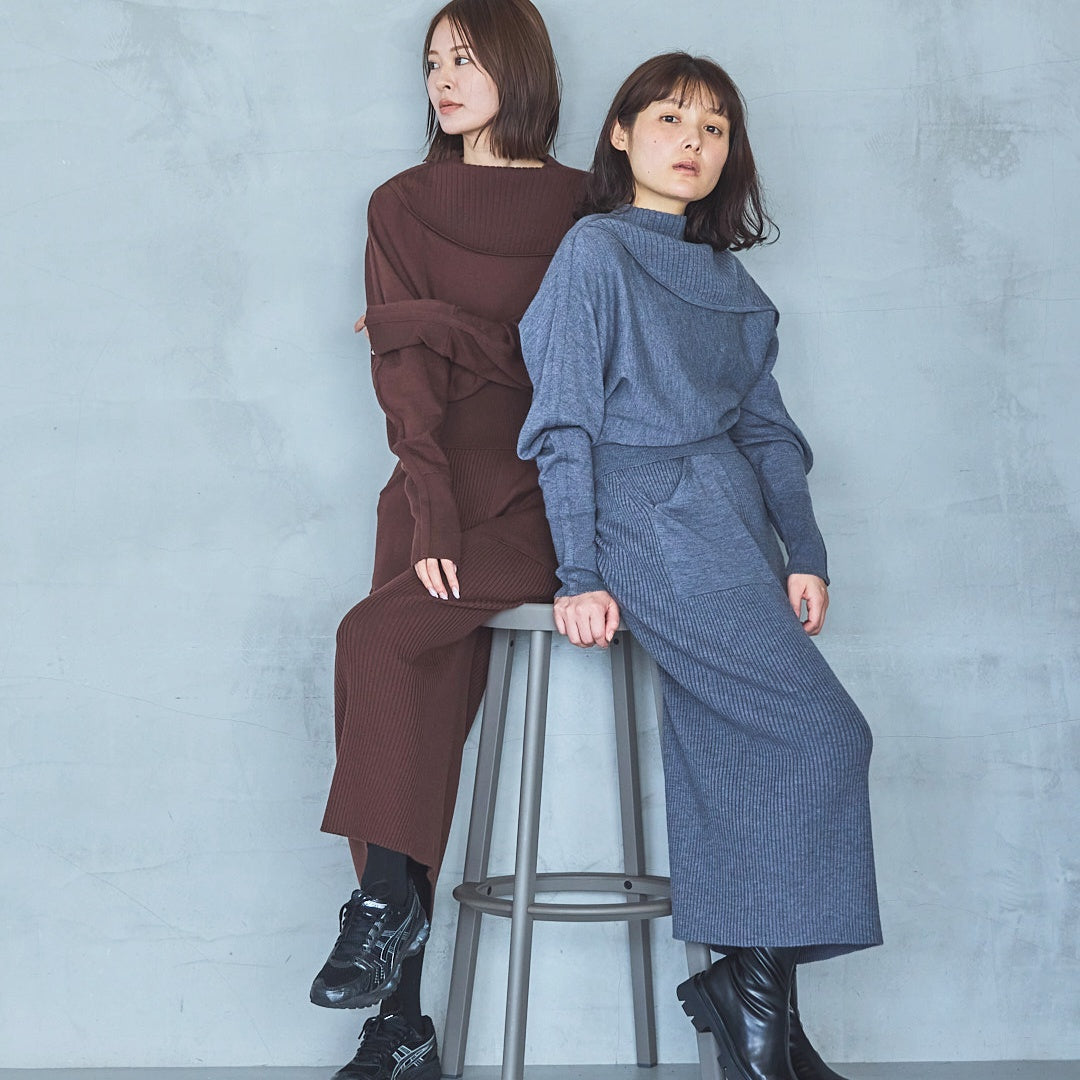12-Gauge Lightweight Ribbed Panel Knit Skirt
