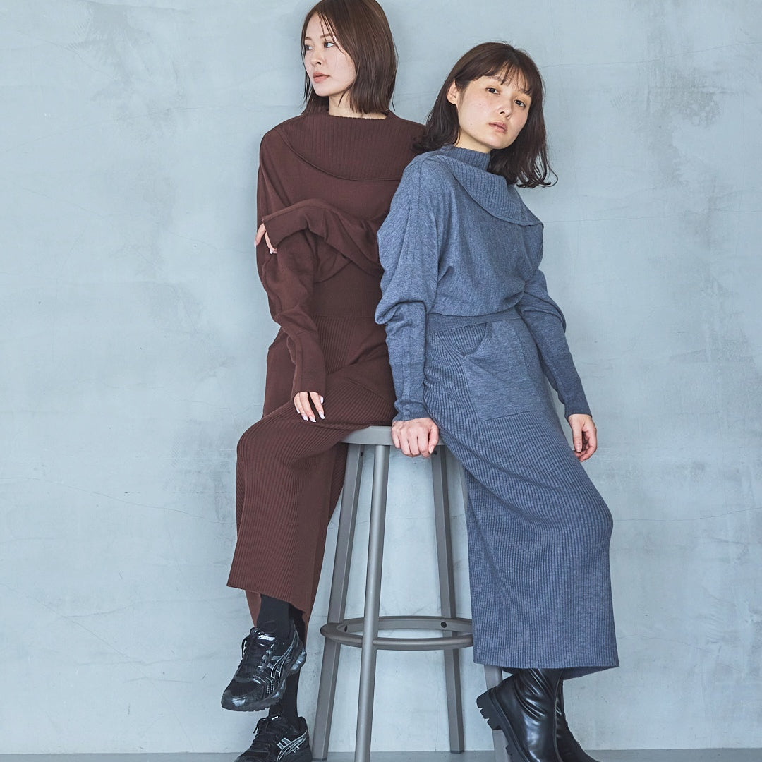 12-Gauge Lightweight Ribbed Panel Knit Skirt