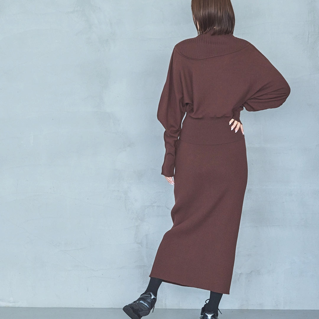 12-Gauge Lightweight Ribbed Panel Knit Skirt
