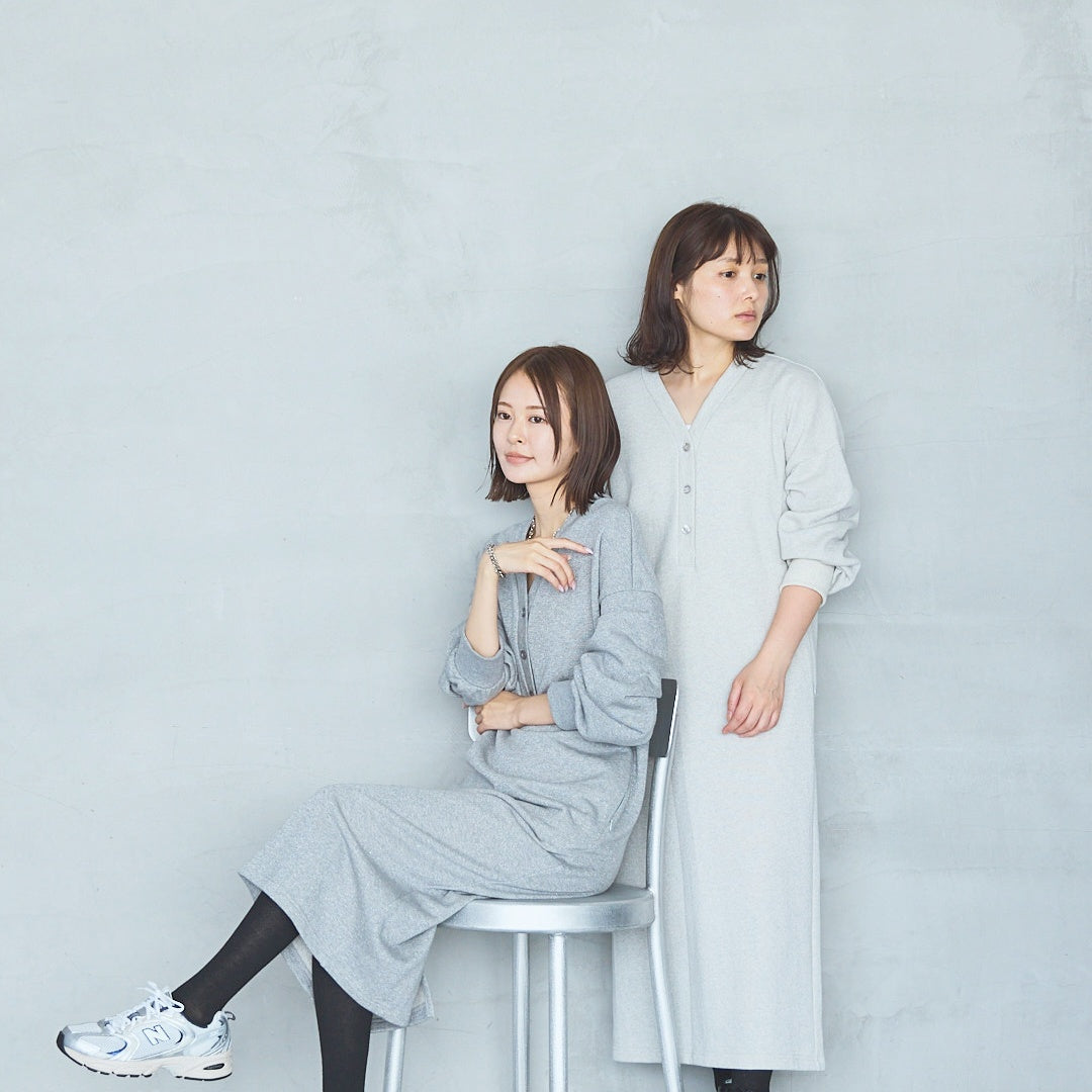 Bonded French Terry V-Neck Onepiece