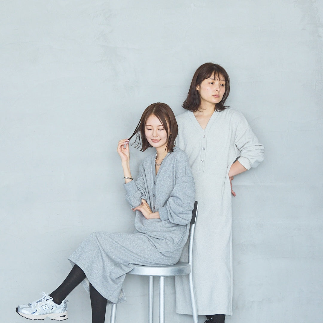 Bonded French Terry V-Neck Onepiece