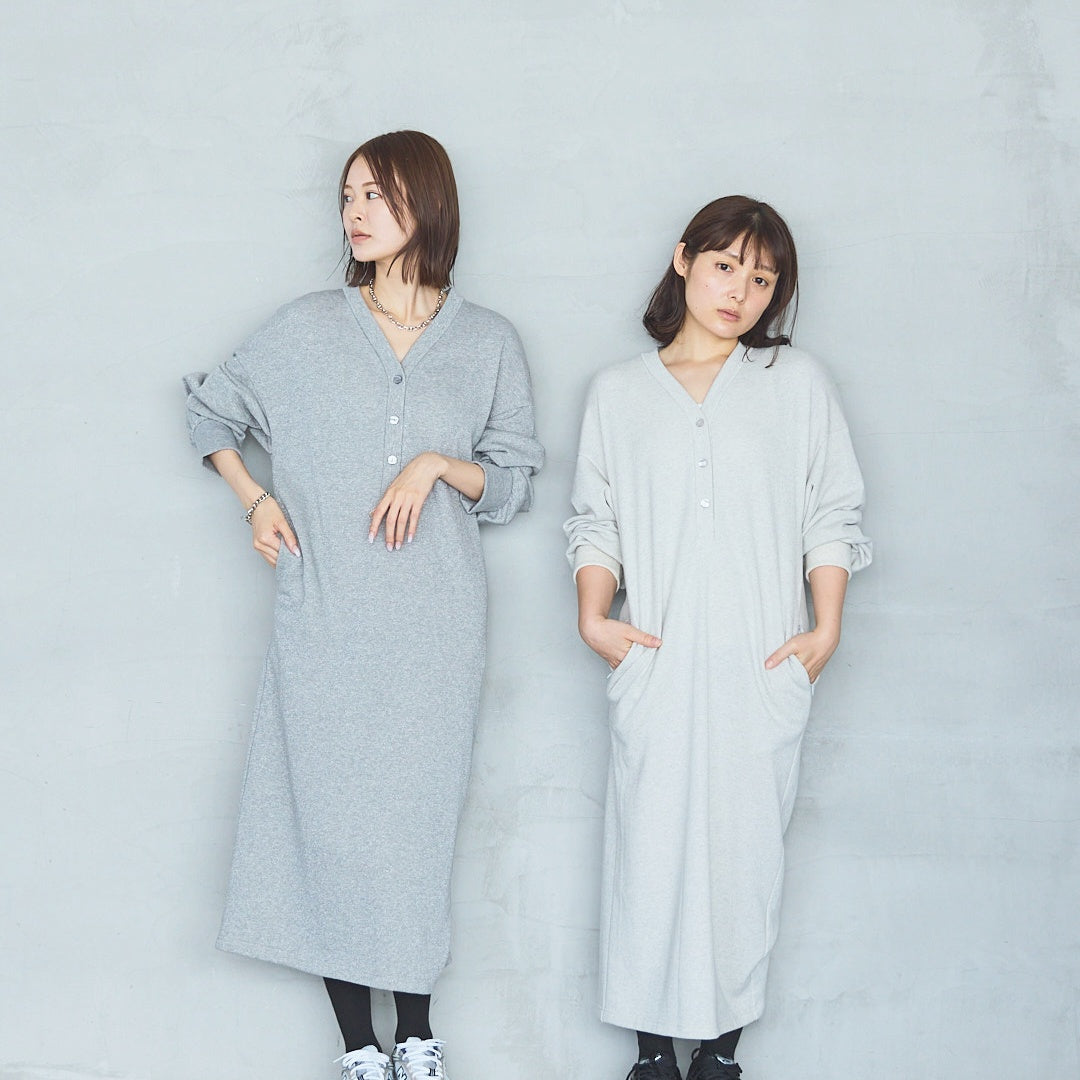 Bonded French Terry V-Neck Onepiece