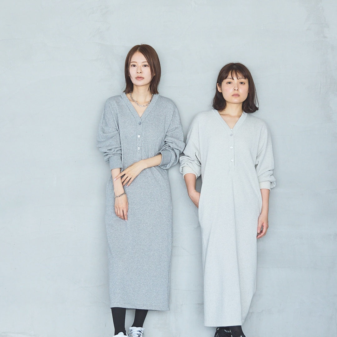 Bonded French Terry V-Neck Onepiece