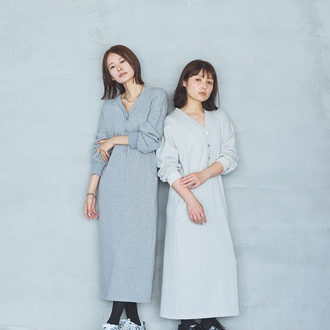 Bonded French Terry V-Neck Onepiece