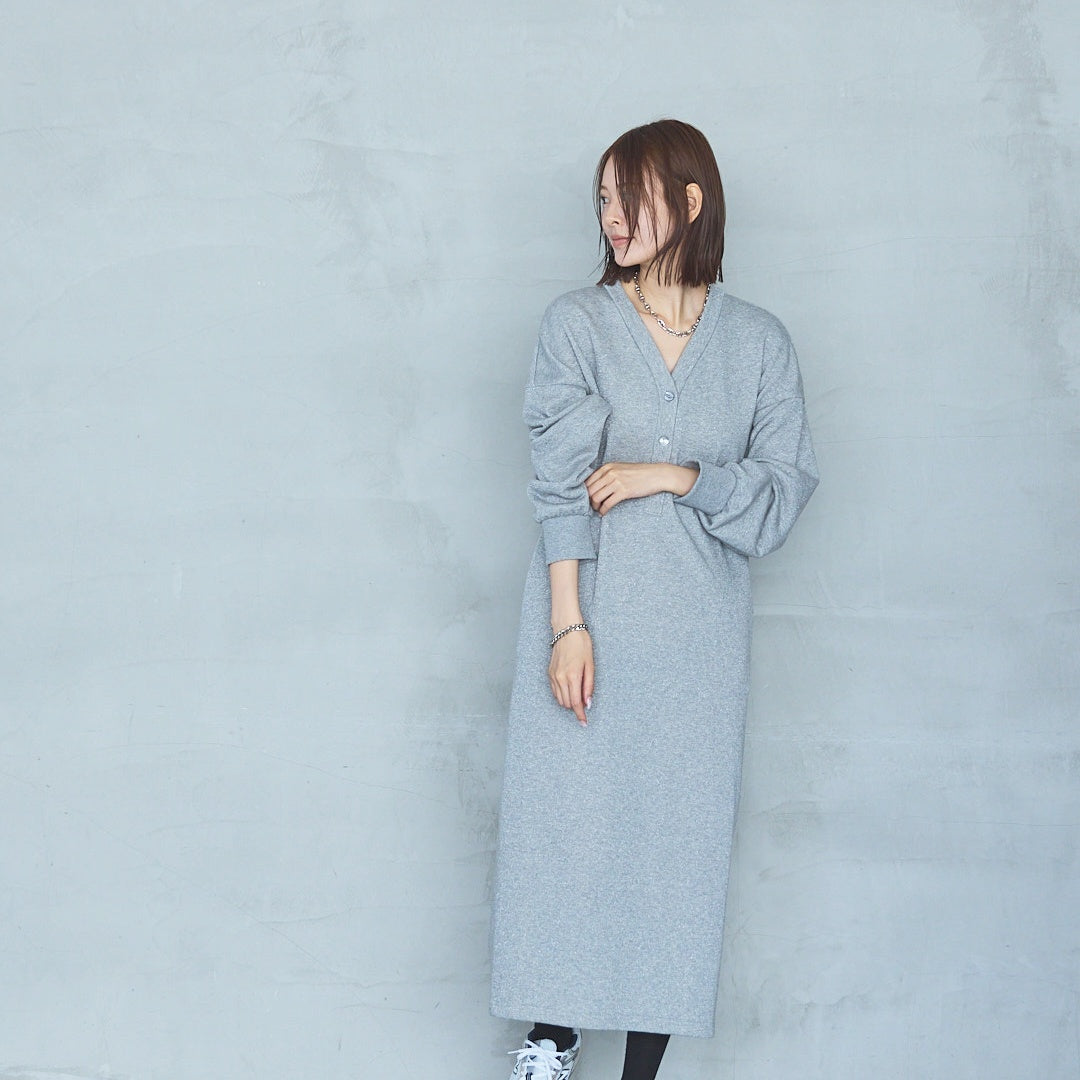 Bonded French Terry V-Neck Onepiece