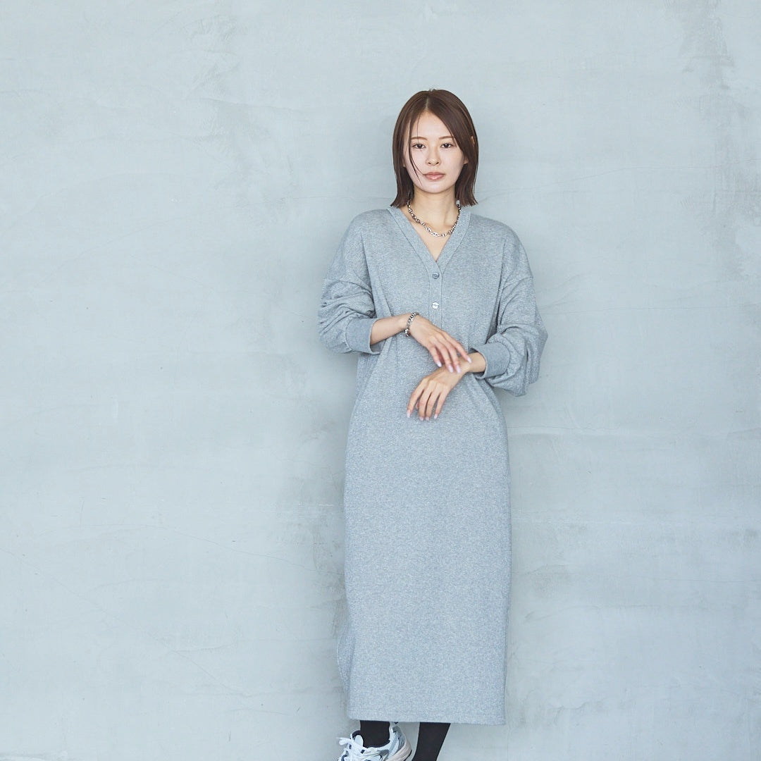 Bonded French Terry V-Neck Onepiece