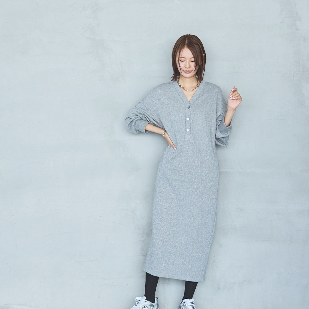 Bonded French Terry V-Neck Onepiece