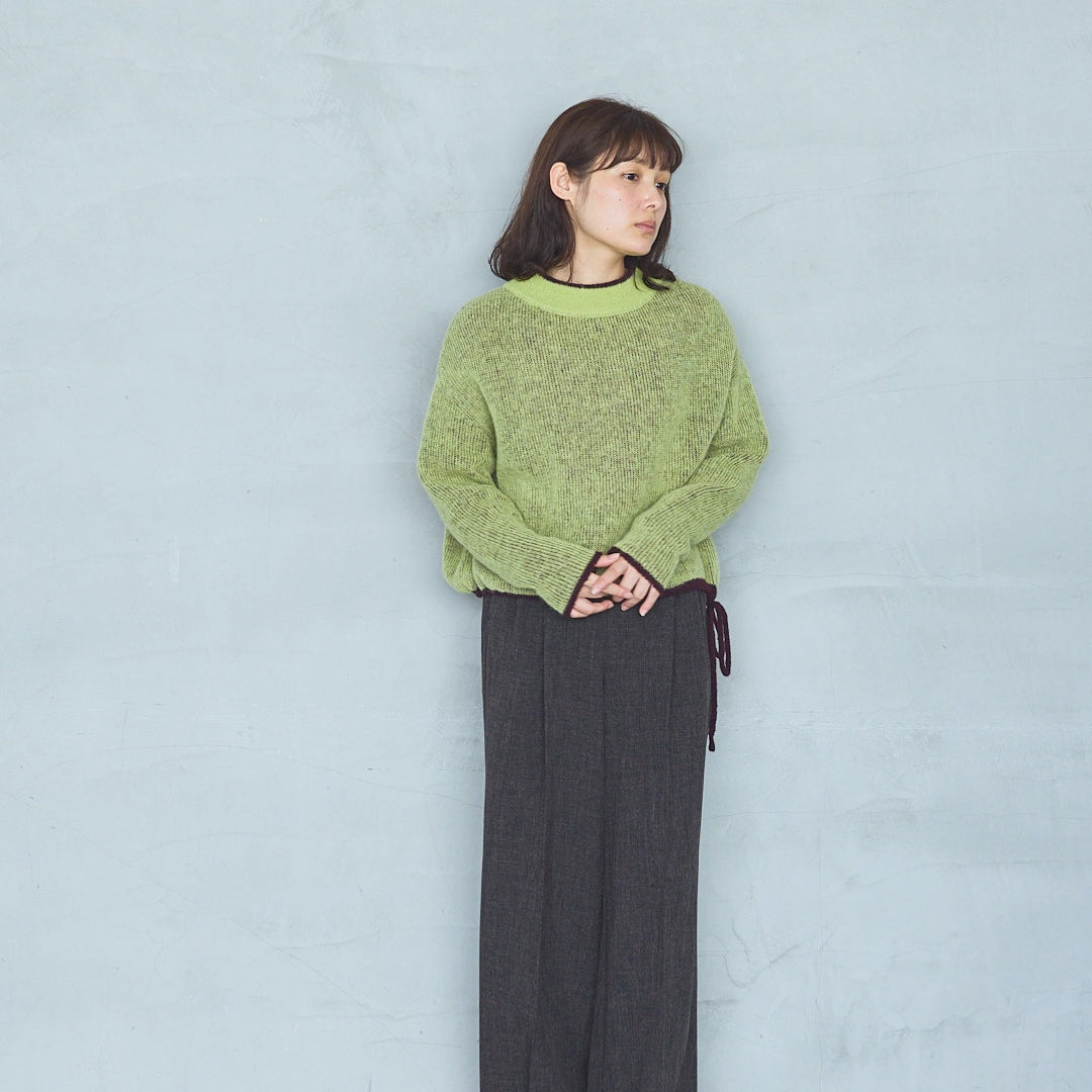 Polyester Stretch Mannish Tucked Pants