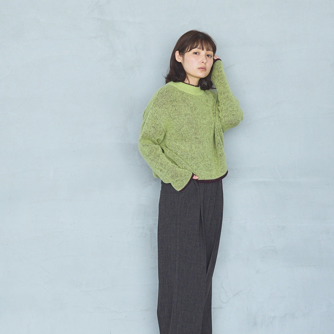 Polyester Stretch Mannish Tucked Pants