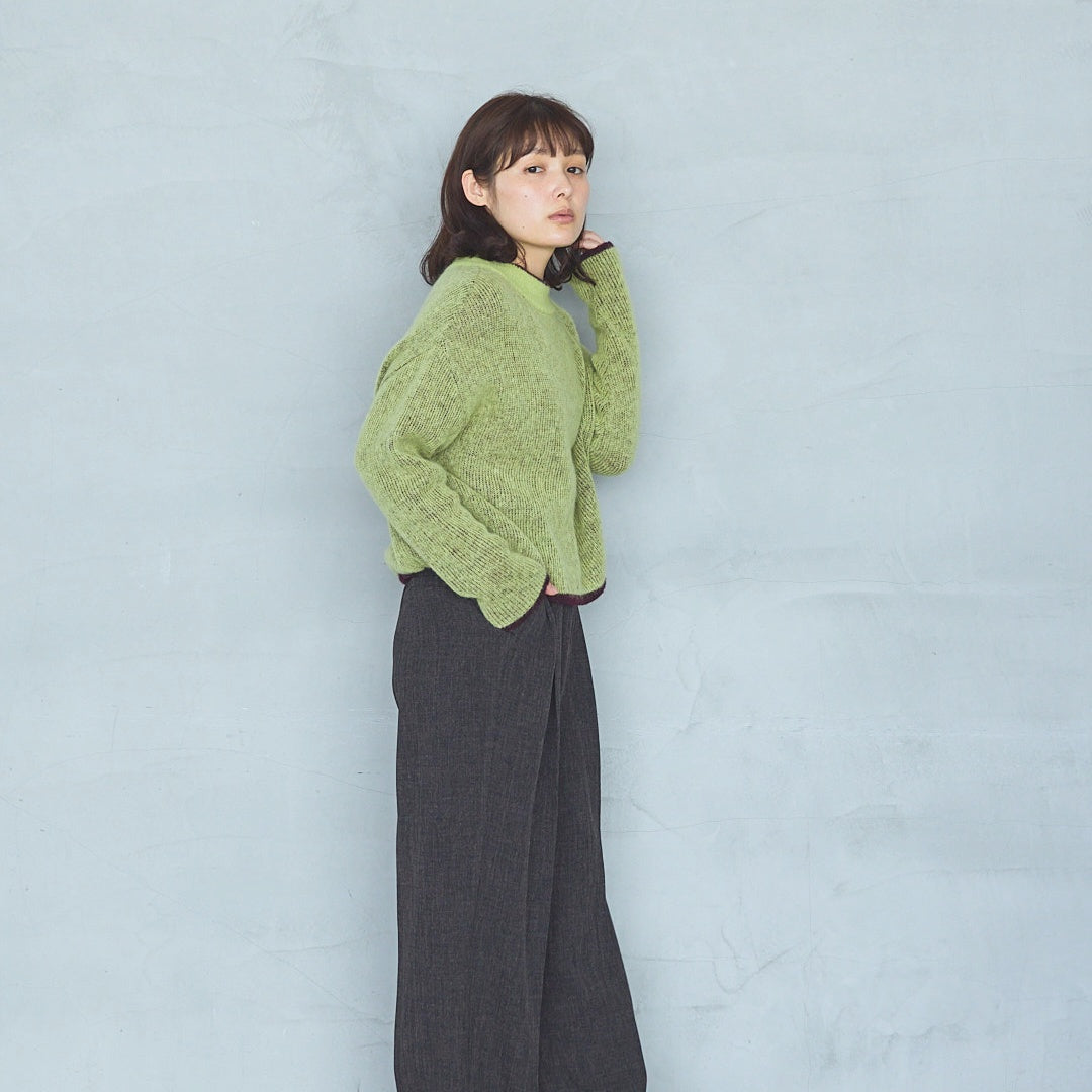 Polyester Stretch Mannish Tucked Pants