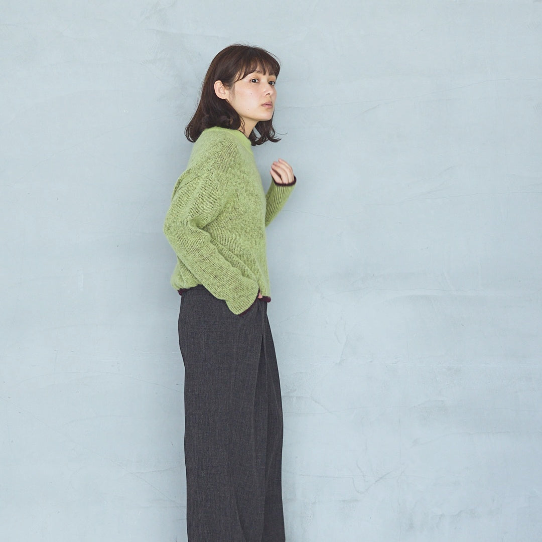 Polyester Stretch Mannish Tucked Pants
