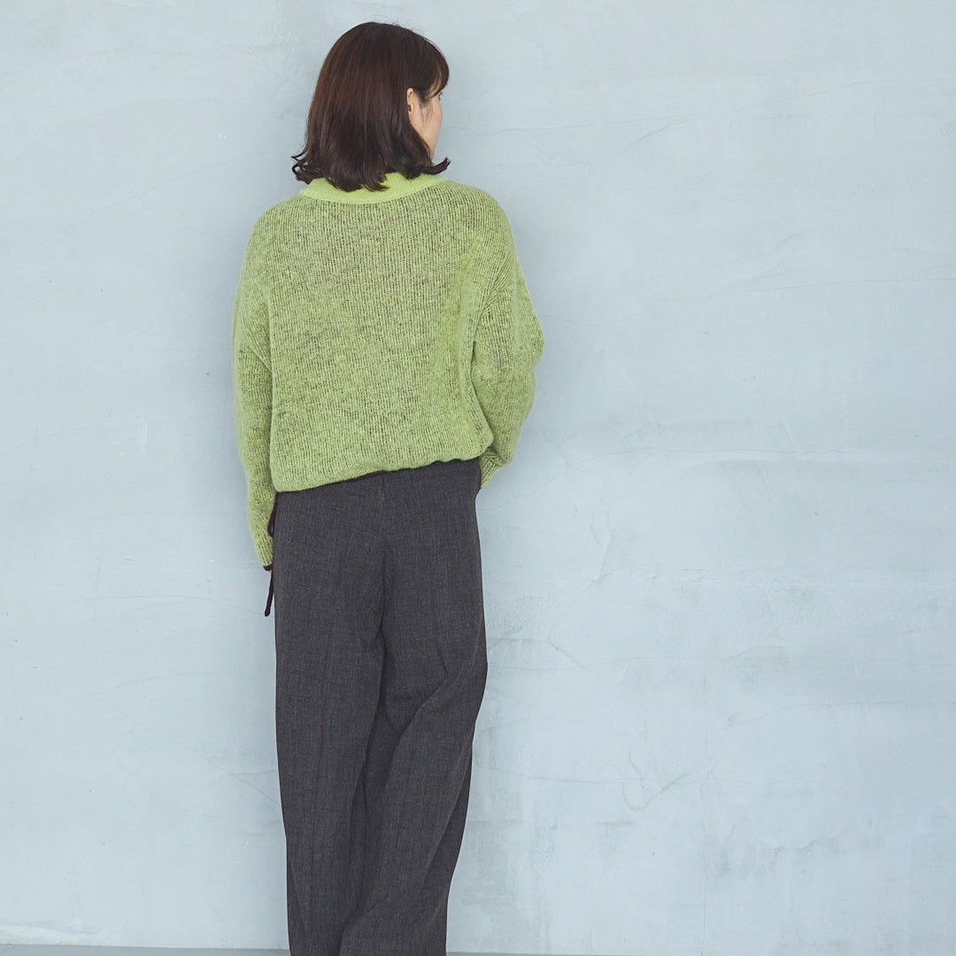 Polyester Stretch Mannish Tucked Pants