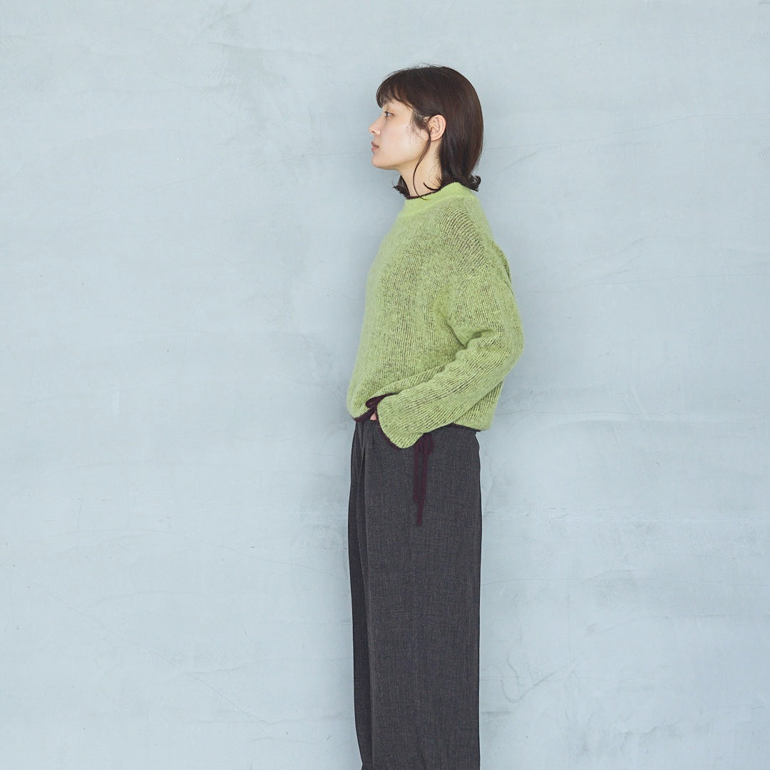 Polyester Stretch Mannish Tucked Pants