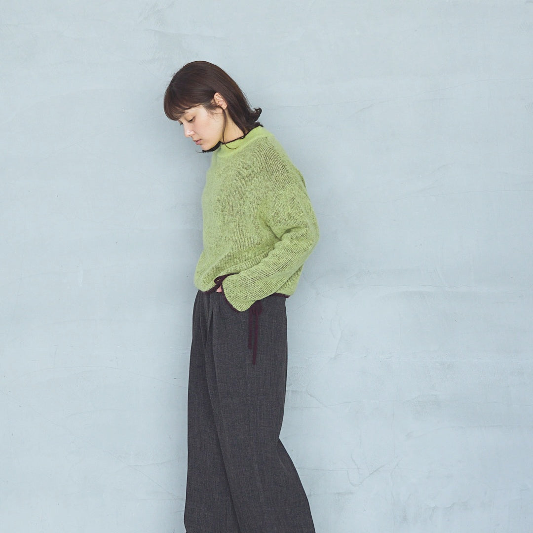 Polyester Stretch Mannish Tucked Pants
