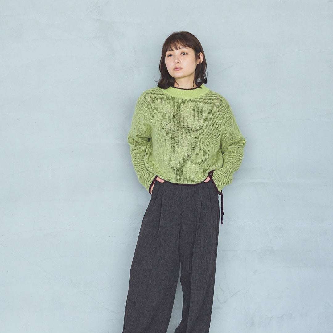 Polyester Stretch Mannish Tucked Pants
