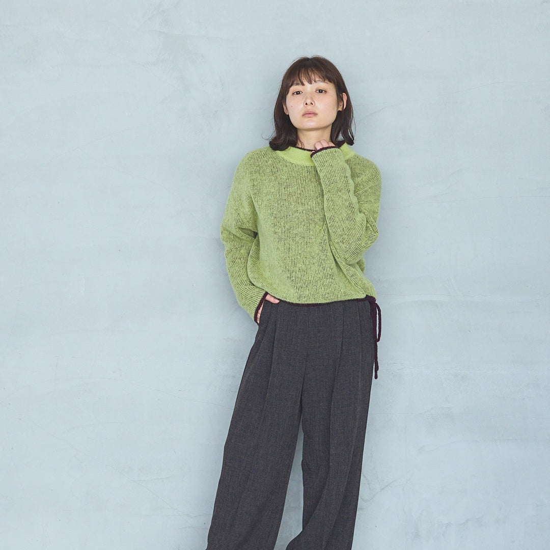 Polyester Stretch Mannish Tucked Pants