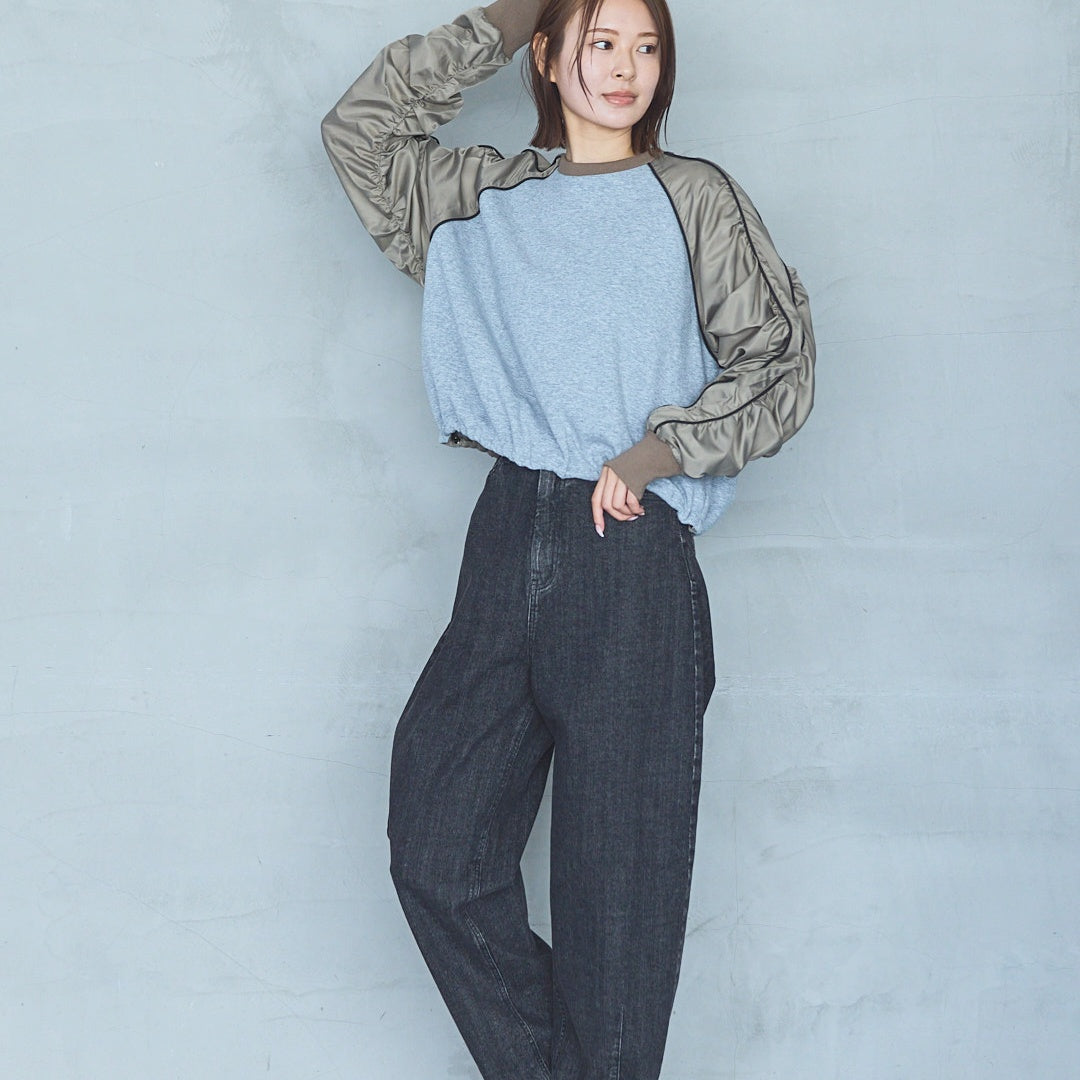 Bomber Heat Taffeta Gathered Design Pullover