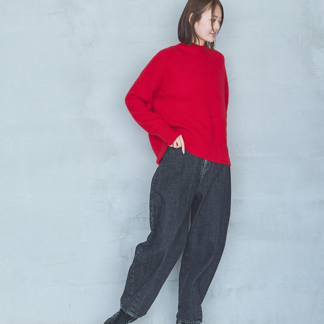 7-Gauge Raccoon Blend High-Neck Knit