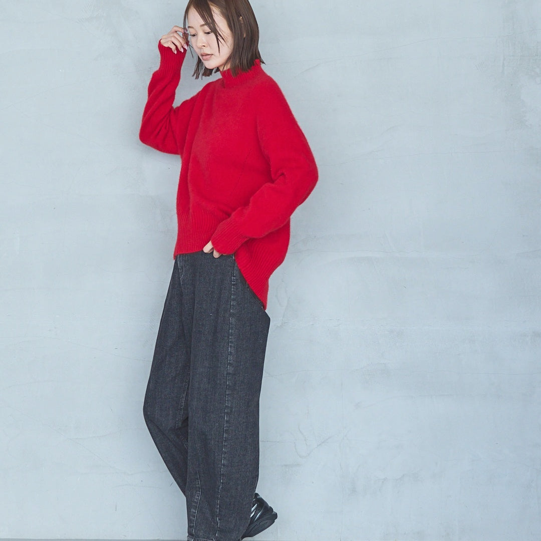 7-Gauge Raccoon Blend High-Neck Knit