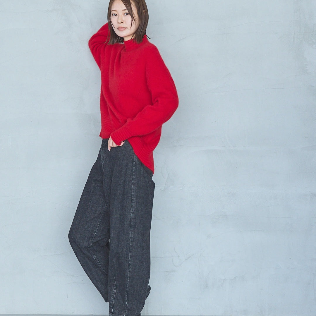 7-Gauge Raccoon Blend High-Neck Knit