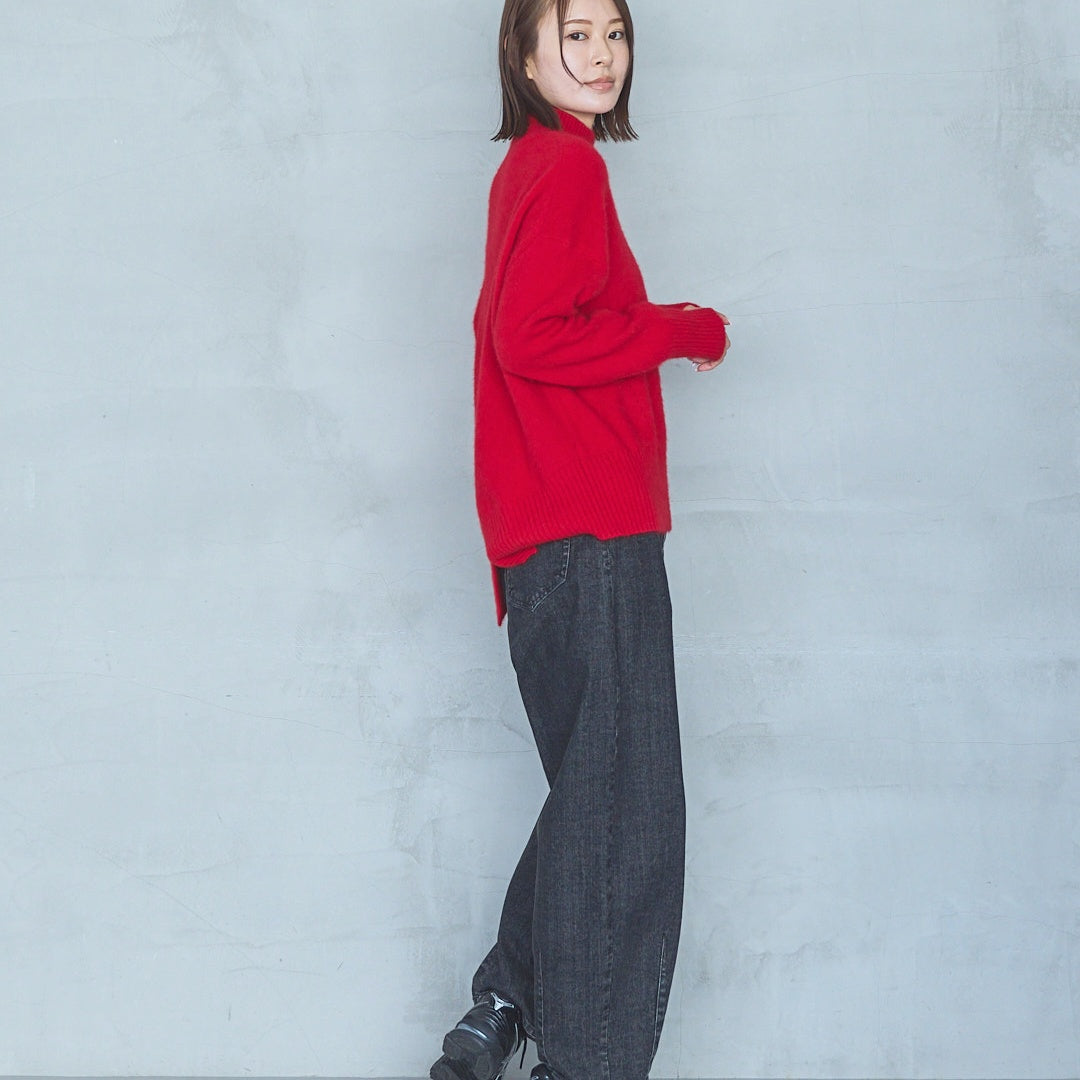 7-Gauge Raccoon Blend High-Neck Knit