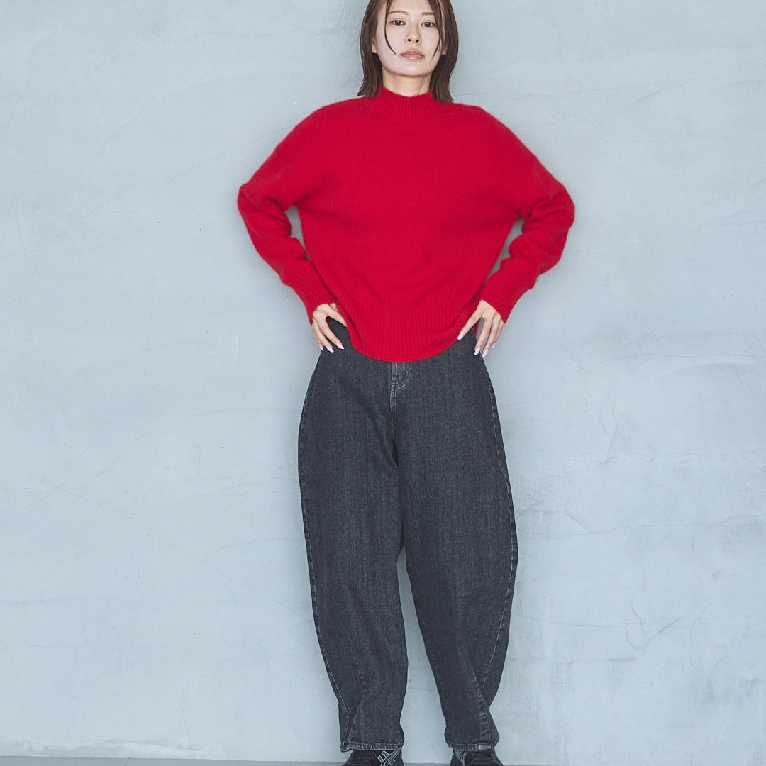 7-Gauge Raccoon Blend High-Neck Knit