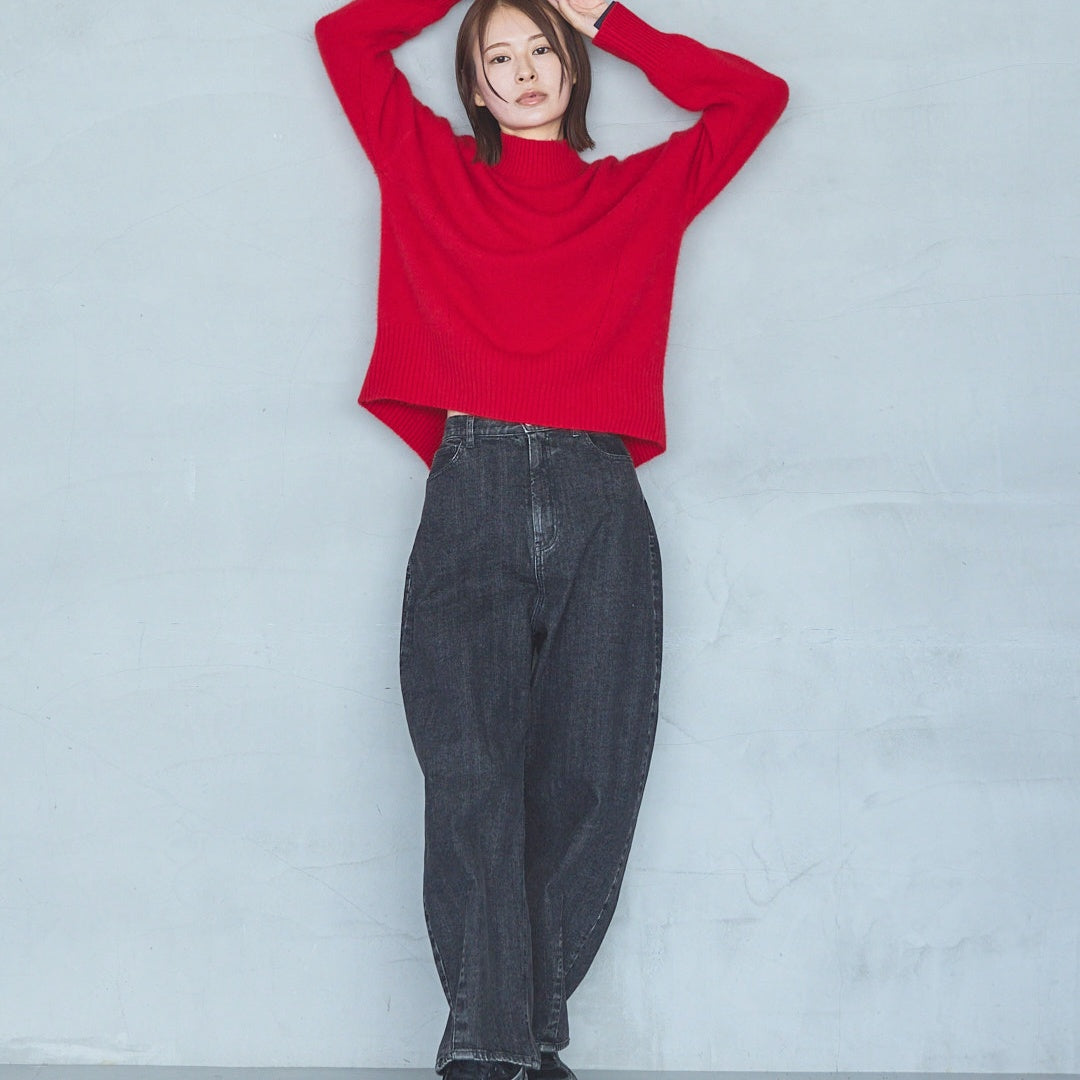 7-Gauge Raccoon Blend High-Neck Knit