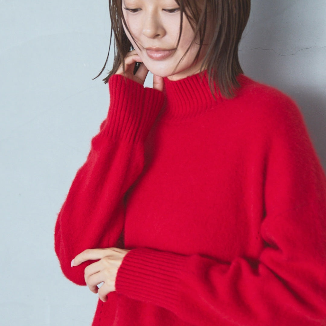 7-Gauge Raccoon Blend High-Neck Knit
