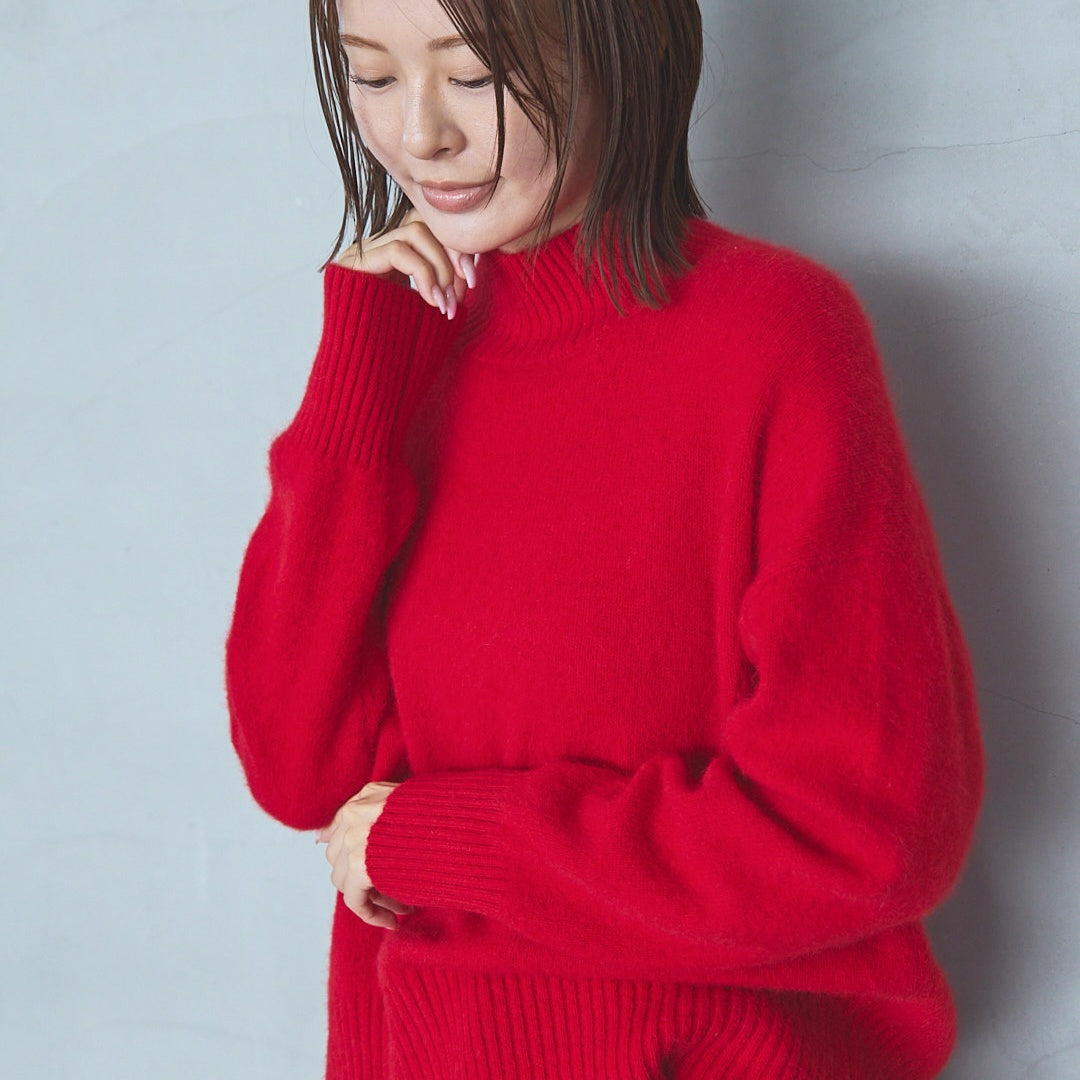 7-Gauge Raccoon Blend High-Neck Knit