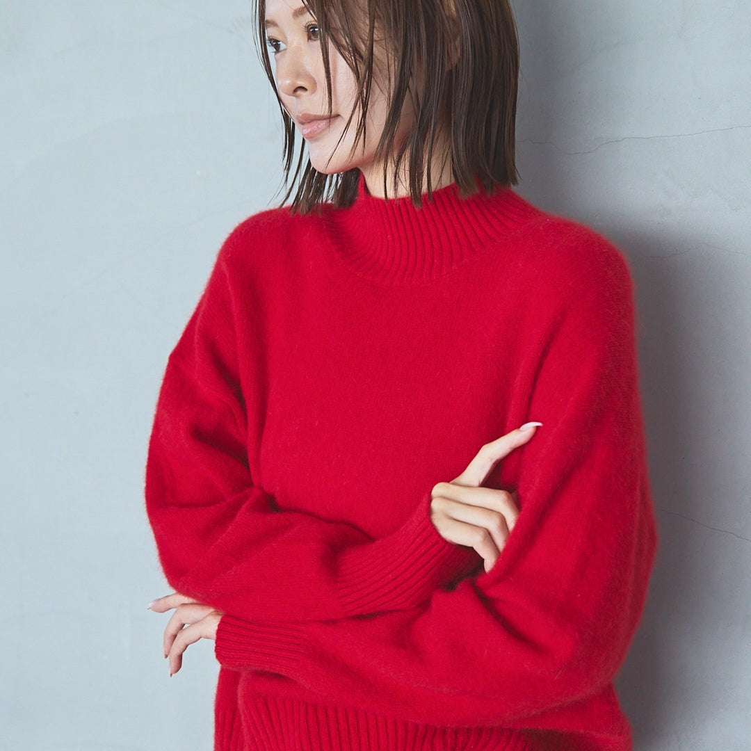 7-Gauge Raccoon Blend High-Neck Knit