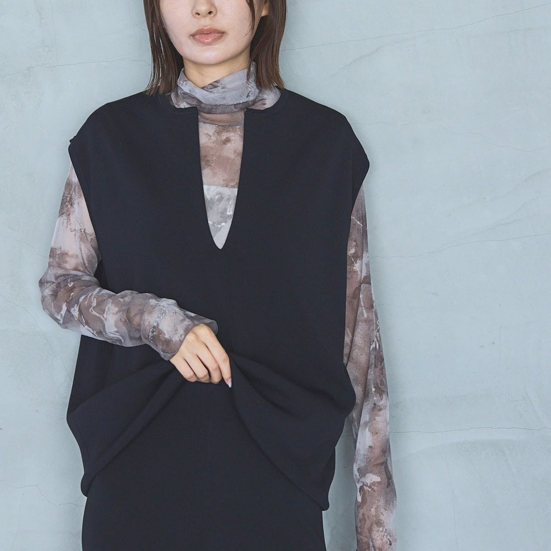 Soft Tulle Marble Print Pullover-25AW