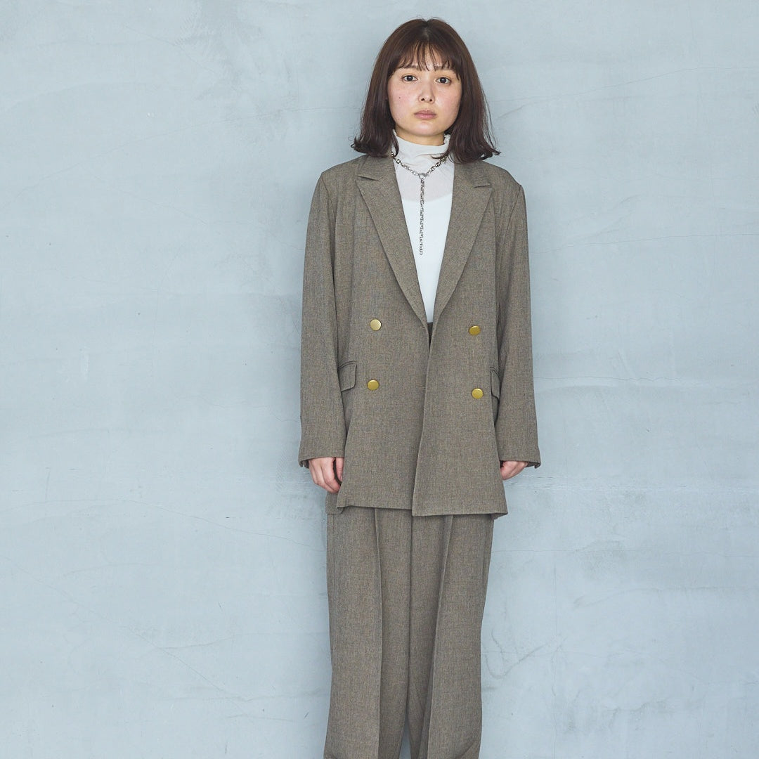 Polyester Stretch Mannish Tucked Pants