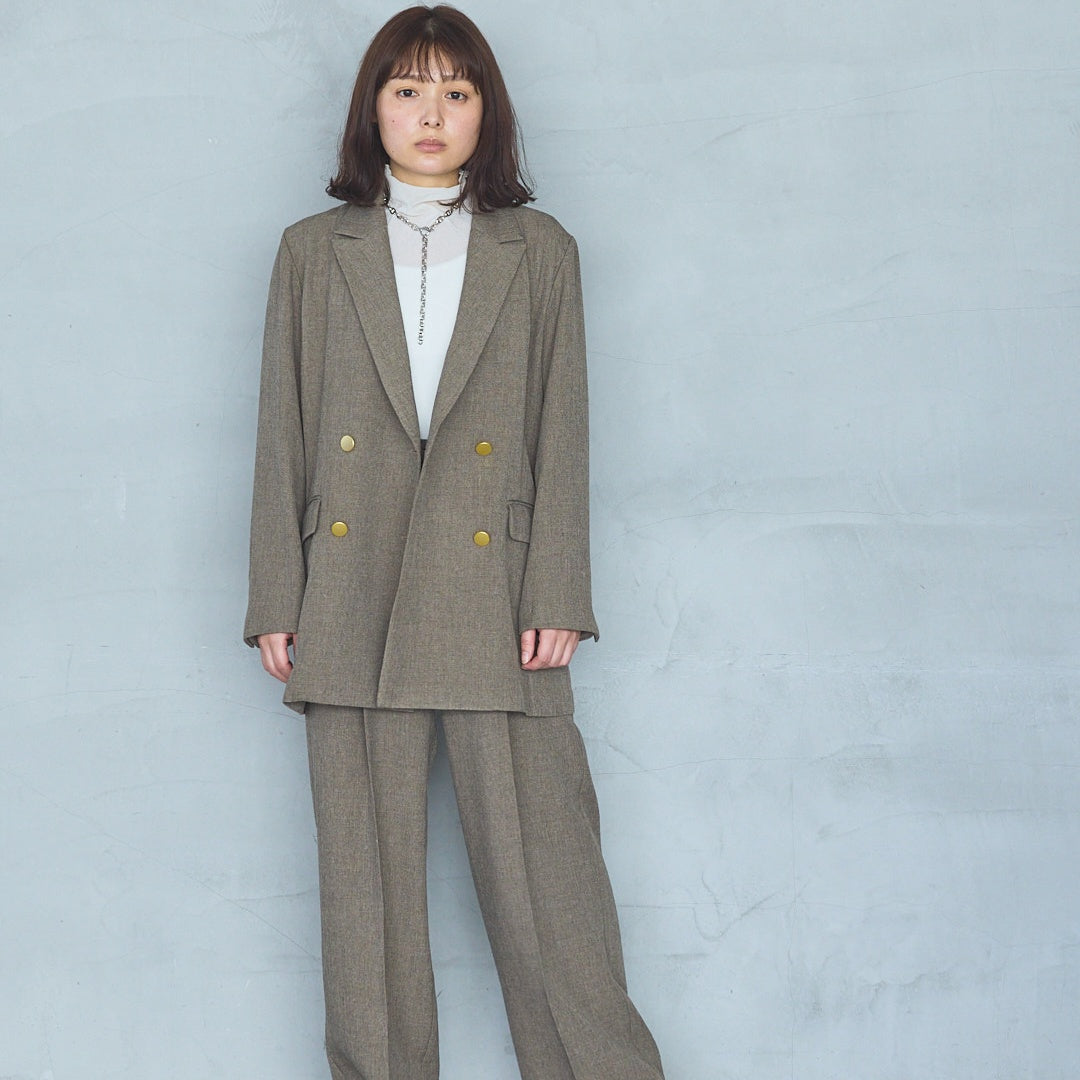 Polyester Stretch Mannish Tucked Pants