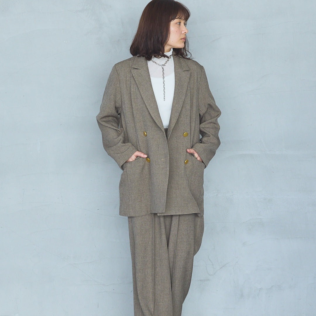 Polyester Stretch Mannish Tucked Pants