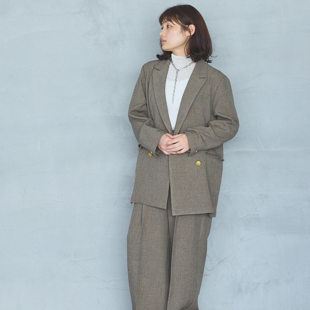 Polyester Stretch Mannish Tucked Pants