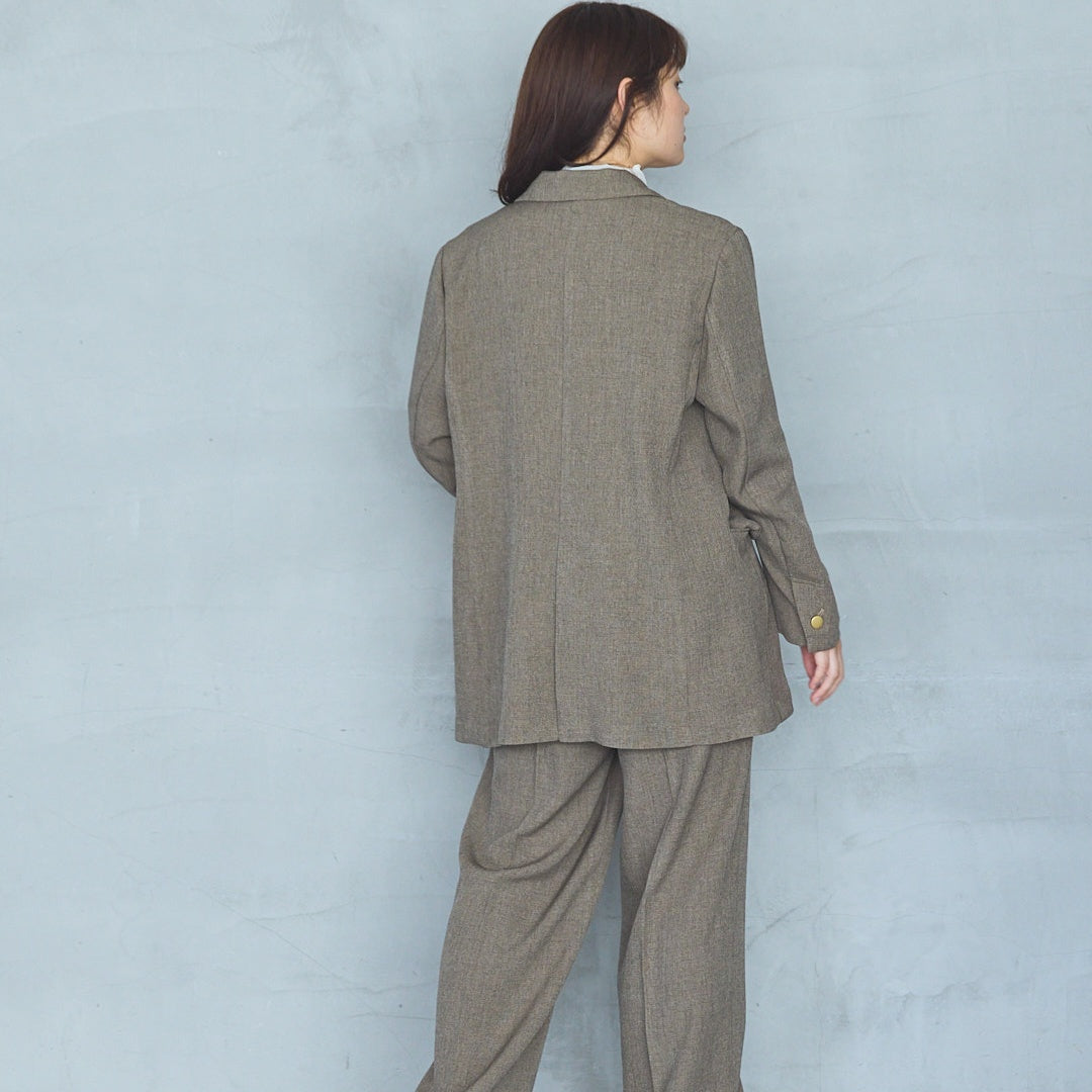 Polyester Stretch Mannish Tucked Pants
