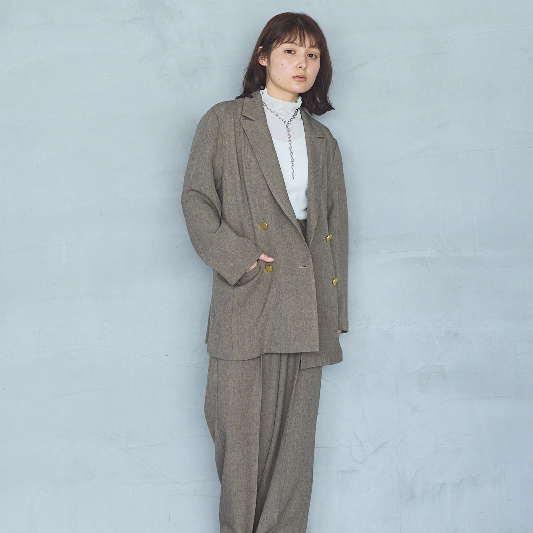 Polyester Stretch Mannish Tucked Pants