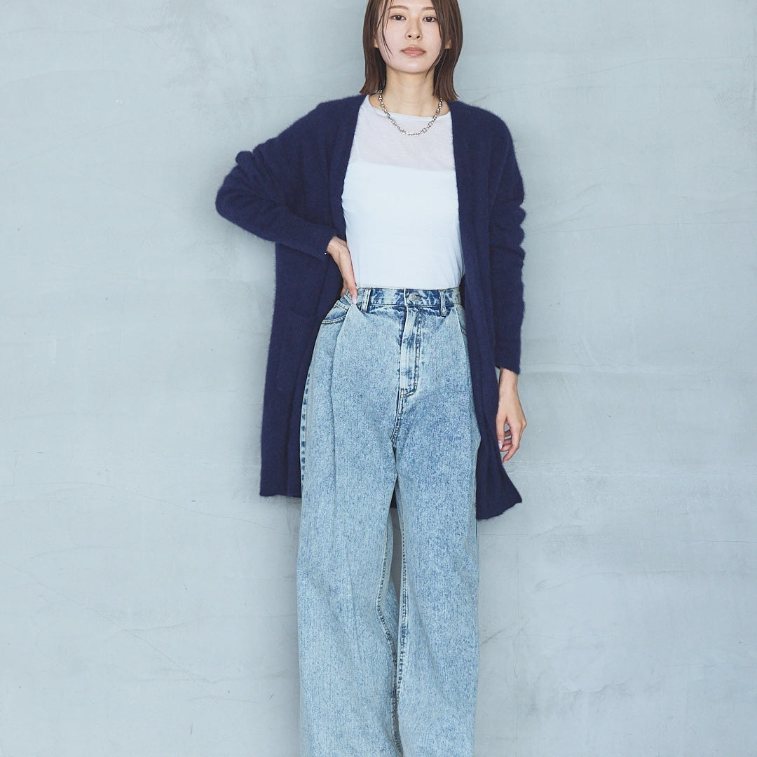 7-Gauge Raccoon Blend Long Knit Cardigan