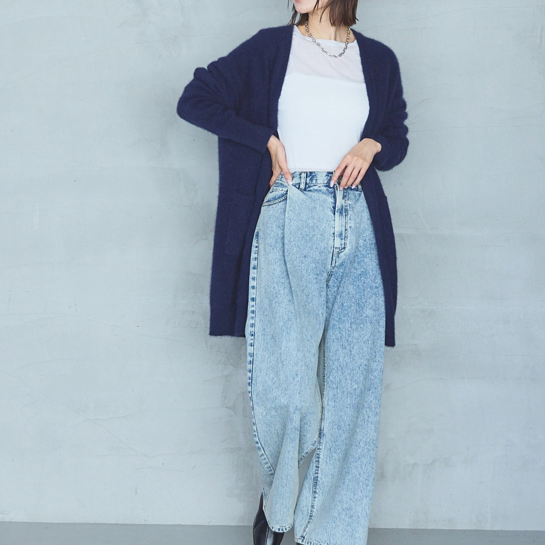 7-Gauge Raccoon Blend Long Knit Cardigan