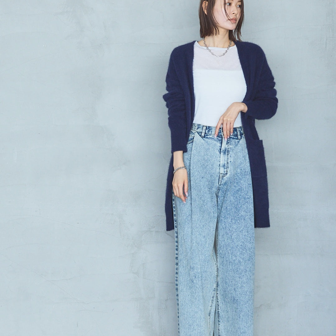 7-Gauge Raccoon Blend Long Knit Cardigan