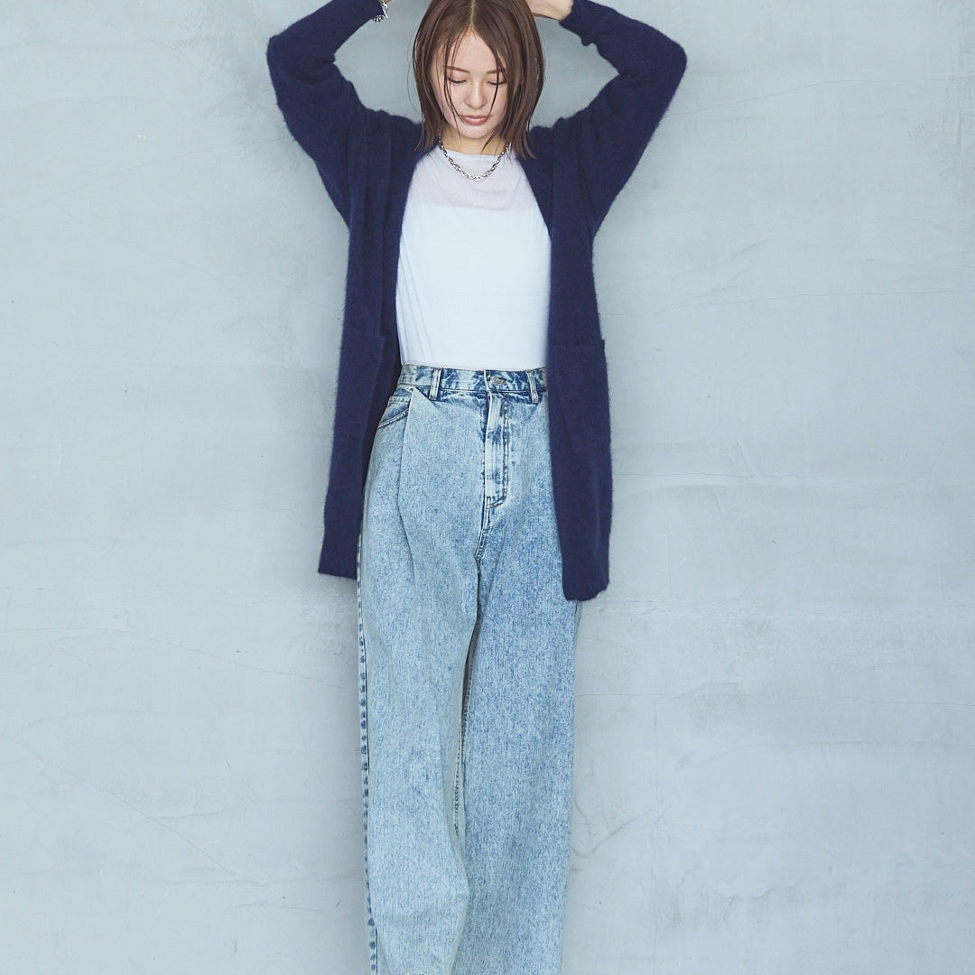 7-Gauge Raccoon Blend Long Knit Cardigan