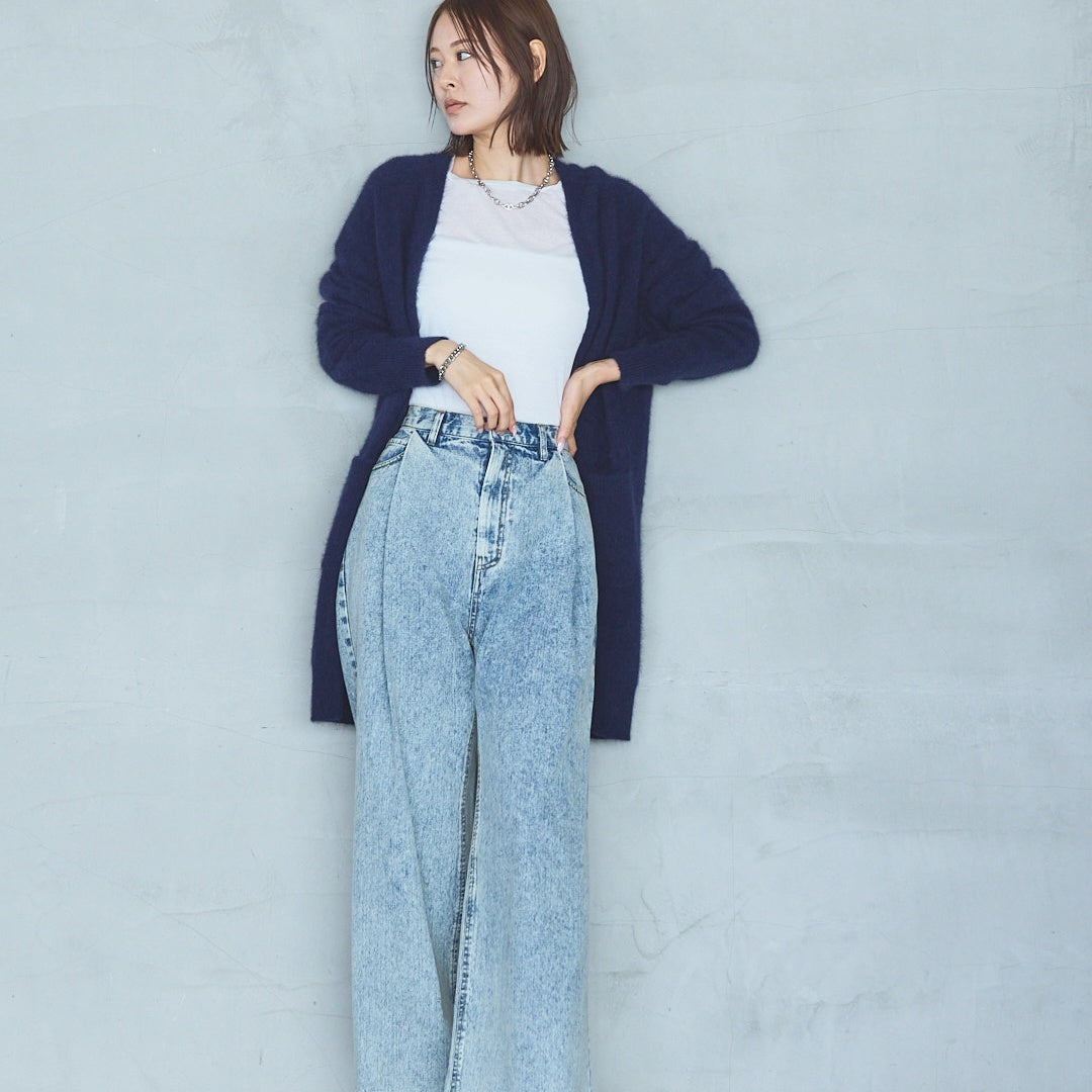 7-Gauge Raccoon Blend Long Knit Cardigan