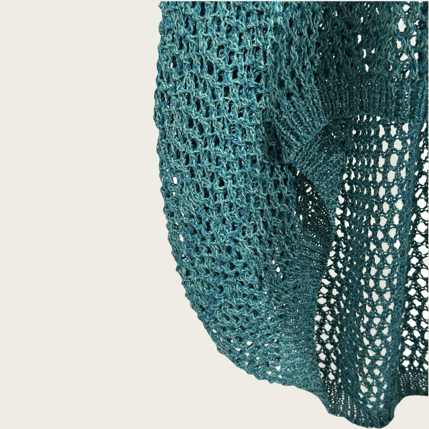 TUMUGI yarn and combed cotton mesh knitted top