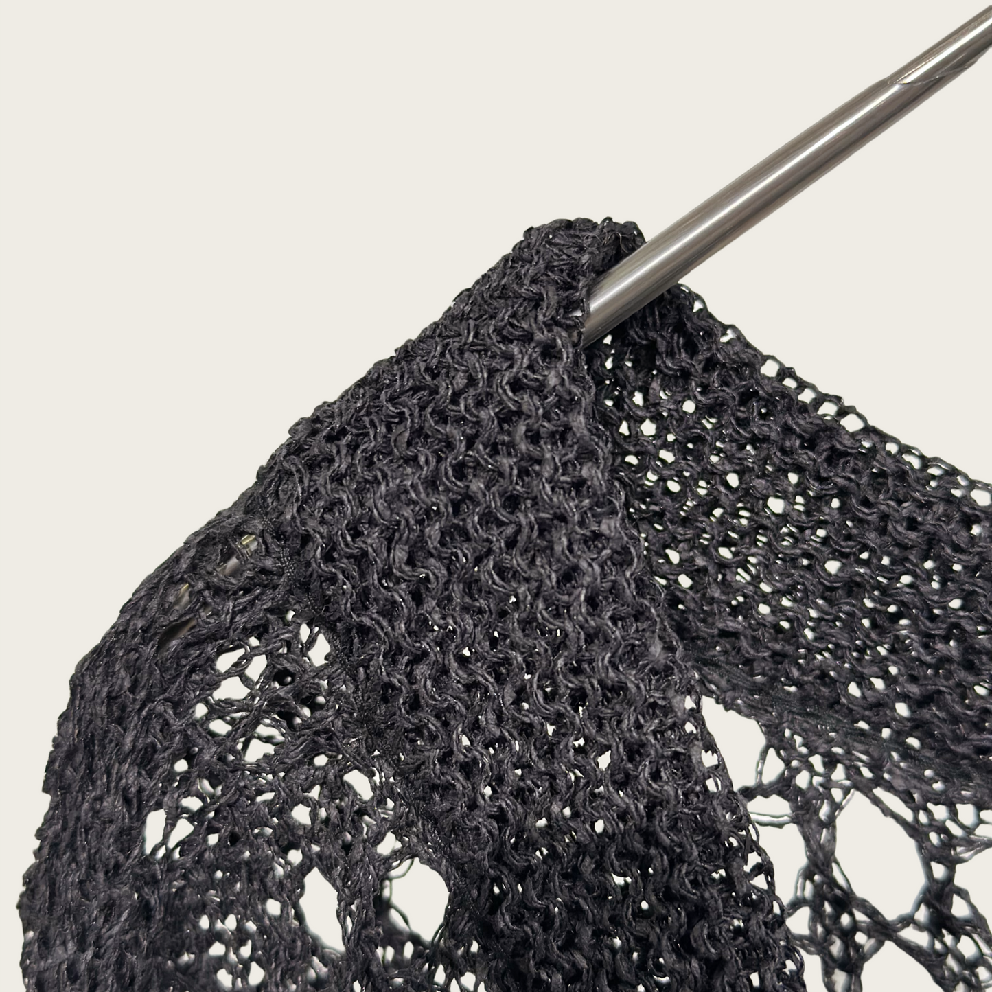 TUMUGI yarn and SHION yarn rope design knitted top